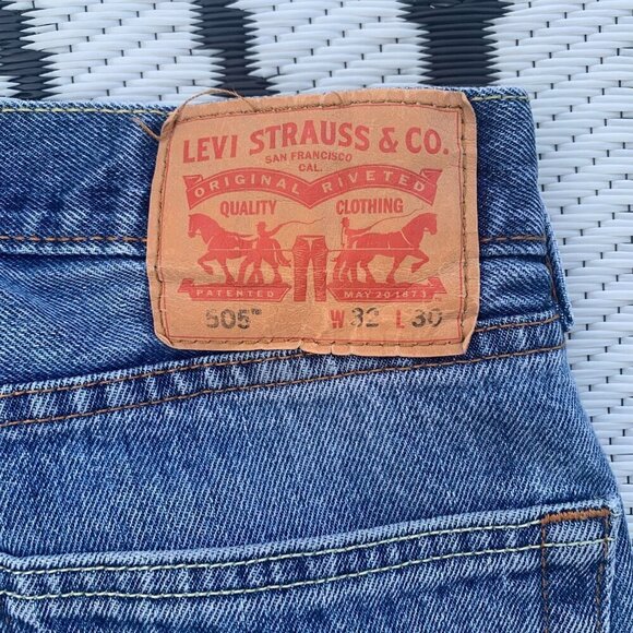 Levi's 505 Regular Straight Leg Distressed Denim Jeans - Picture 6 of 11